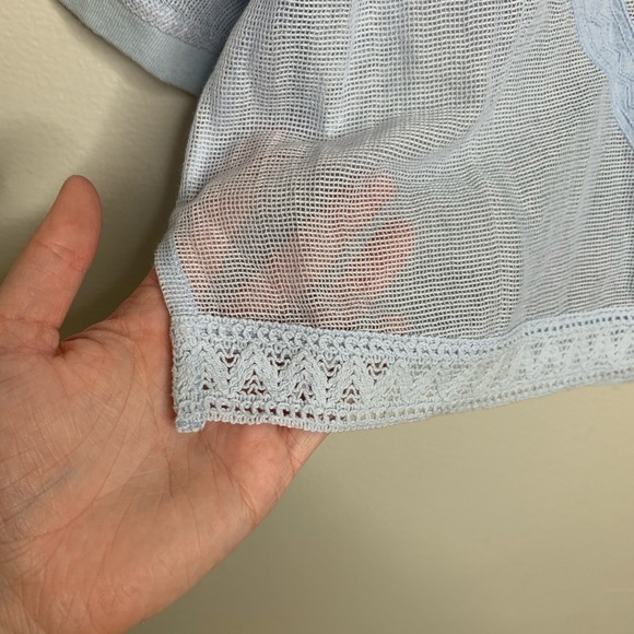 Anthro | Meadow Rue Blue Sheer Embroidered Top - Picture 5 of 7